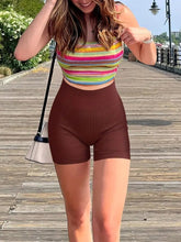 Women's Solid Color High-Waist Bike Shorts